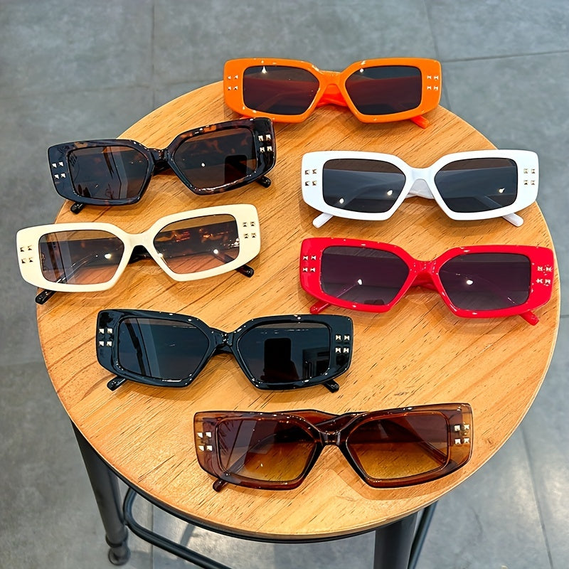 Y2K Square Cat Eye Sunglasses Rivet UV400 Sun Shades