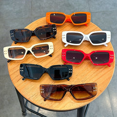 Y2K Square Cat Eye Sunglasses Rivet UV400 Sun Shades