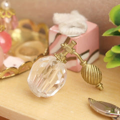 1/12 Scale Dollhouse Perfume Bottle Glass with Metallic Finish Vintage Accessory
