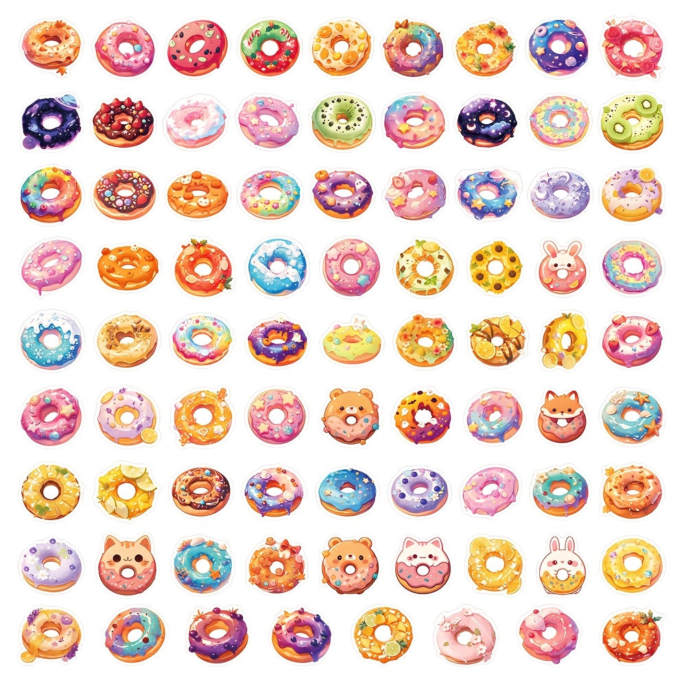 80 Cartoon Donut Stickers Playful Designs for Bottles Laptops Guitars Bikes
