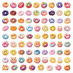 80 Cartoon Donut Stickers Playful Designs for Bottles Laptops Guitars Bikes