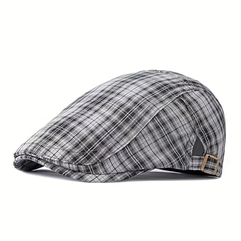 Checkered Light Thin Duckbill Hat Khaki Green Plaid Pullover Unisex Dad Hat