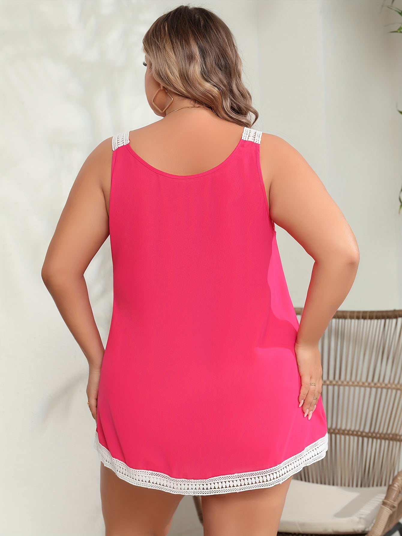  Boho Lace Trim Tank Top