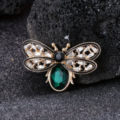 Emerald Rhinestone Bee Brooch Halloween Gift For Men
