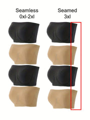 4 Pack Plus Size Basic Tube Bra Set Women's Plus Plain Ruched Comfy Wireless