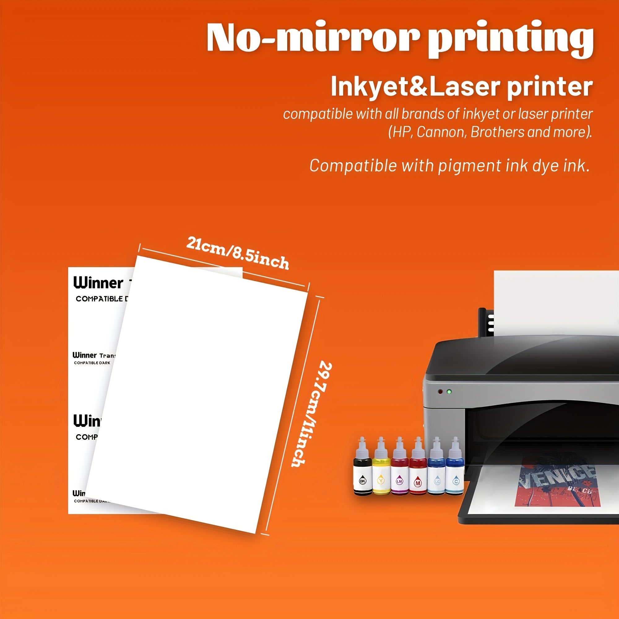 WinnerTransfer Inkjet Transfer Paper For Light Fabric A4 6 Sheets