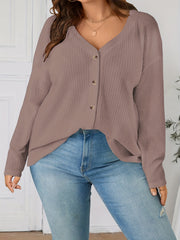  Solid Waffle Pattern Long Sleeve Cardigan