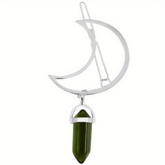 Moon Shape Hair Clip Stone Pillar Pendant Side Clip Head Jewelry