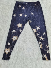  Glitter Star Print High Rise Leggings