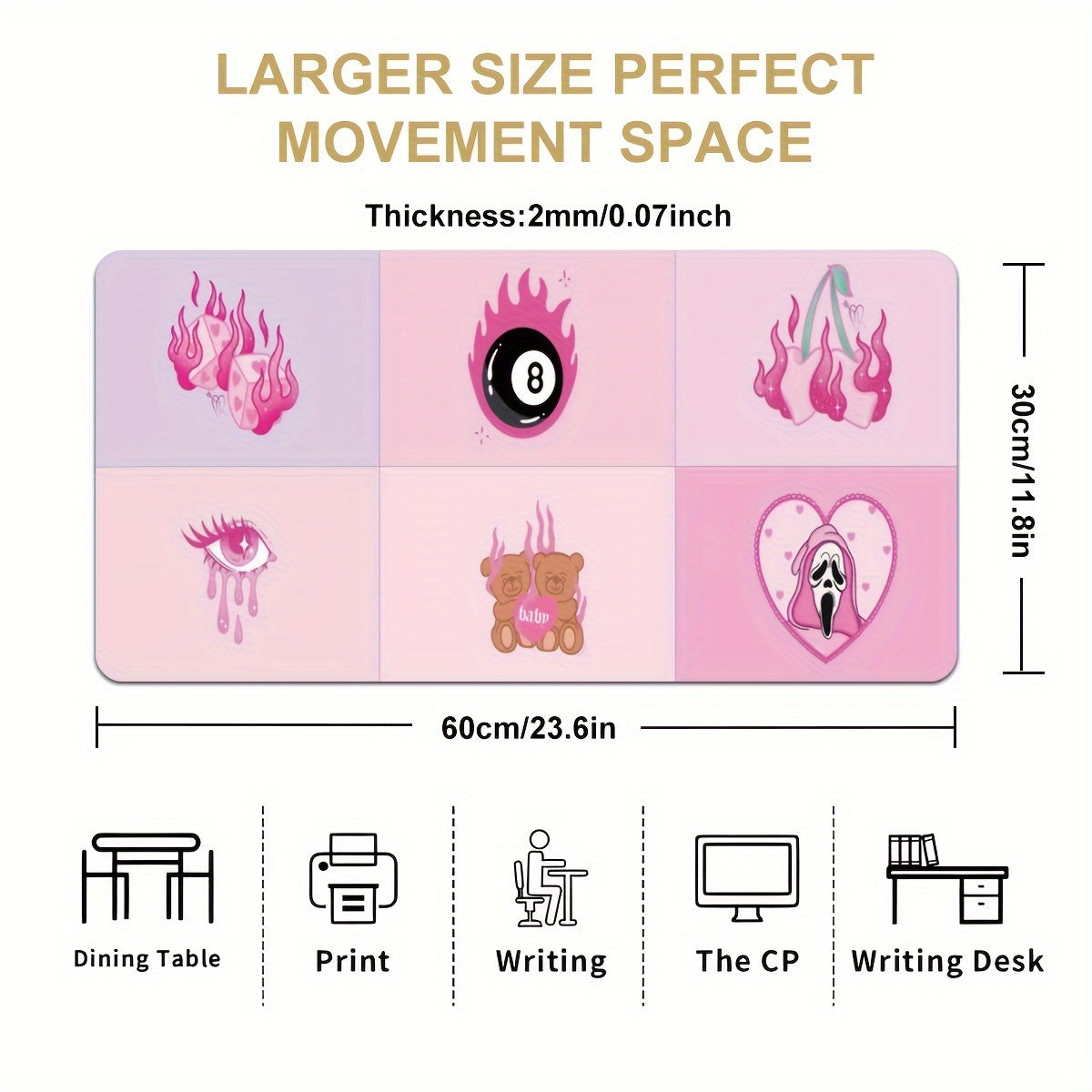 Anime Mouse Pad Baby Bear Large Gaming Keyboard Pad Non Slip Rubber Base