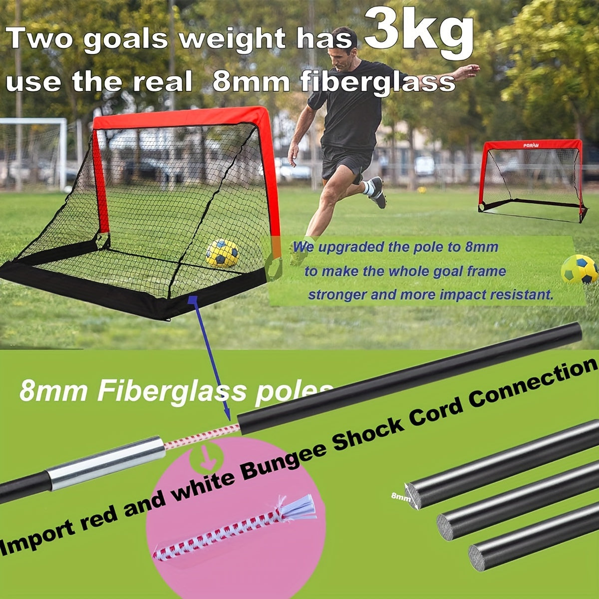 Portable Football Goal Net Foldable Mobile Football Shooting Trainer