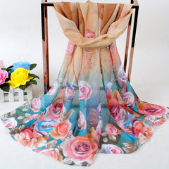 Peacock Floral Print Silk Scarf Wrap Casual Head Wrap Gift For Mother's