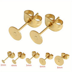 50 Pcs Stainless Steel Post Earring Studs for DIY Jewelry Making
