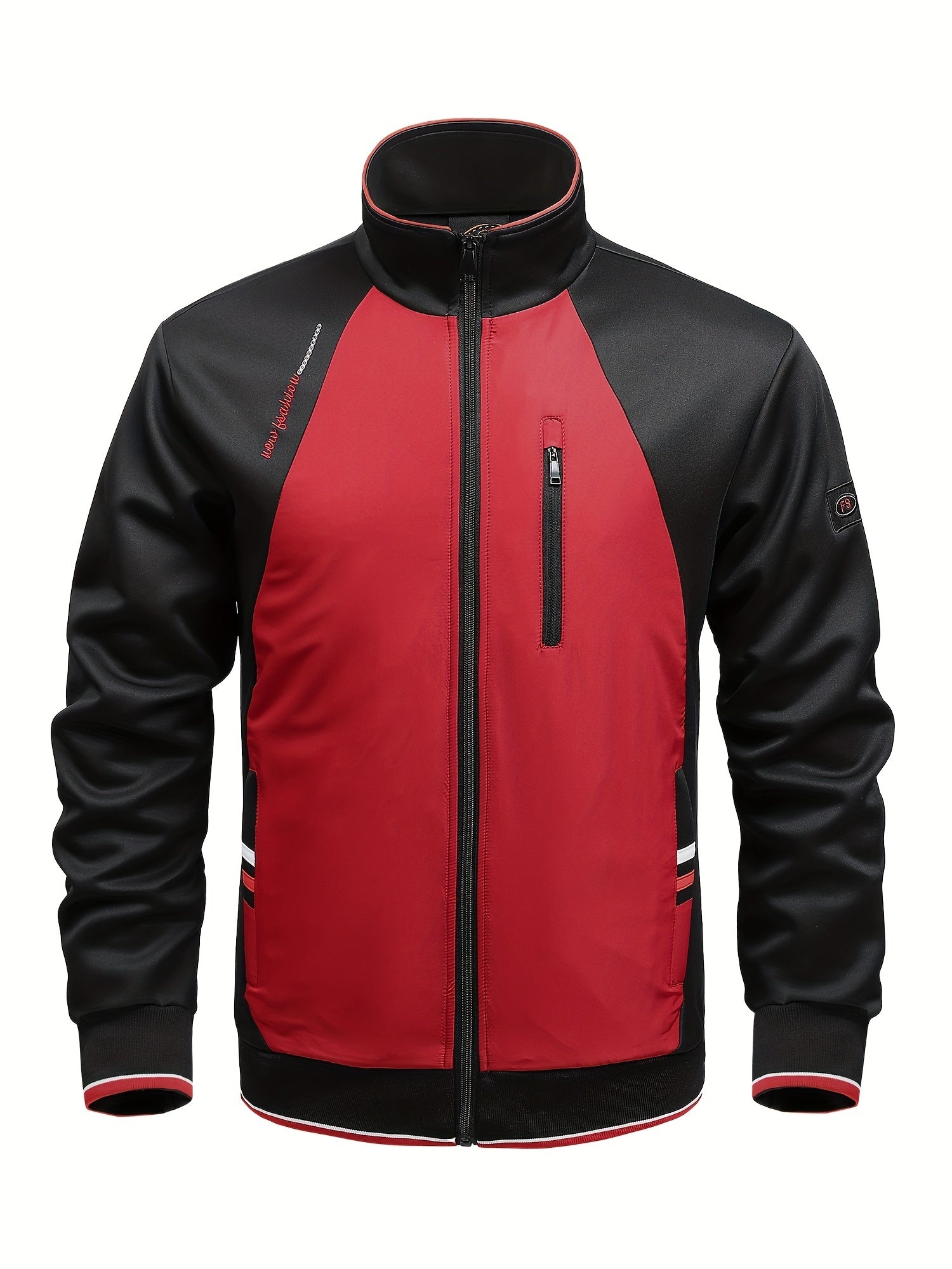 Men's Zip Up Jacket and Stretch Pants Set with Zipper Pockets