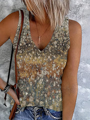 Summer Allover Print V Neck Tank Top for Women