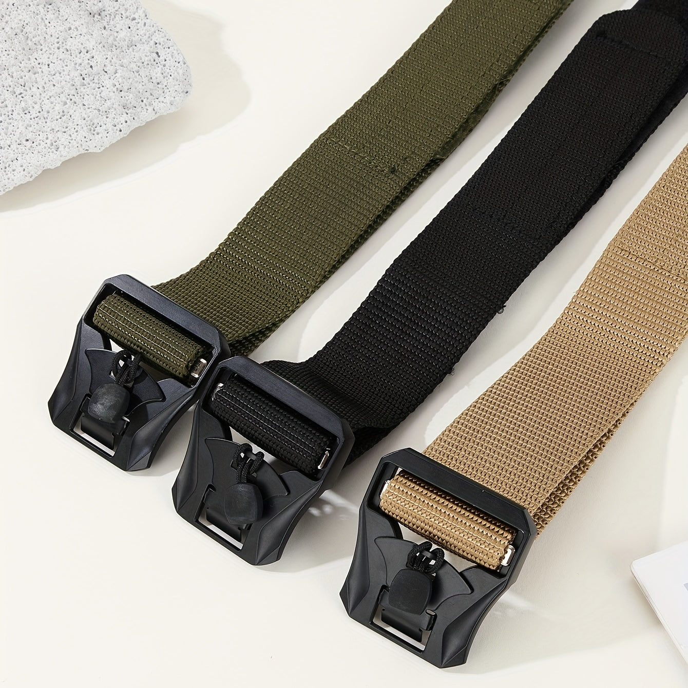 Tactical Belt Retractable Quick Release Plastic Buckle Braided Canvas Belts