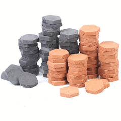 40pcs 1:16 Scale Red Brick Hexagons for Dollhouses Light Gray & Terracotta