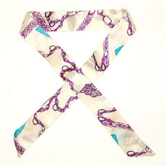 2pcs Chain Print Twilly Scarf Ribbon Neckerchief