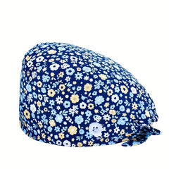 Floral Leopard Print Work Cap Vintage Cartoon Scrub Cap