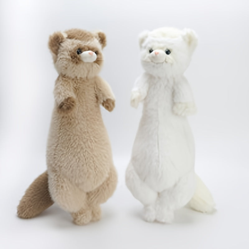 Soft Plush Ferret & European Mink Stuffed Animal Realistic Eyes Fluffy