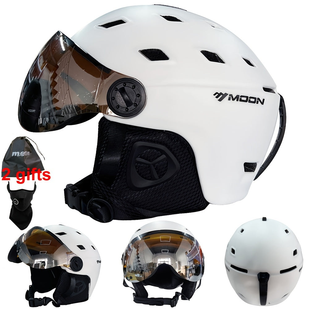 MOON Skiing Helmet With Goggles PC EPS High Ski Helmet Outdoor Snowboard