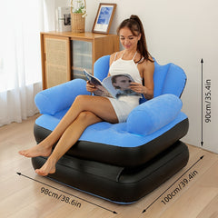 Inflatable Lazy Sofa Foldable Recliner Flocking Sofa Bed