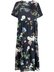 Plus Size Painting Print Smock Maxi Dress