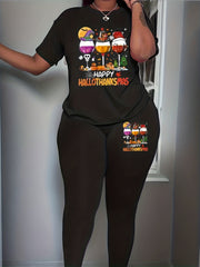  Funny Wine Glasses Print Tunic & Leggings Set