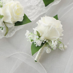Classic Rose Gypsophila Brooch for Wedding - Bride Wrist Flower