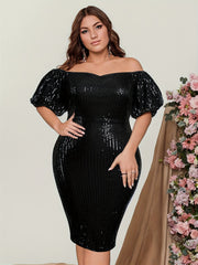  Off Shoulder Sequin Party Dress