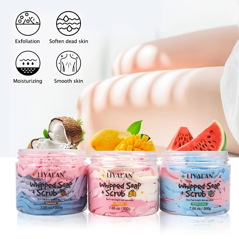 LIYALAN Fruity Scent Foaming Bath Soap with Shea Butter 200g
