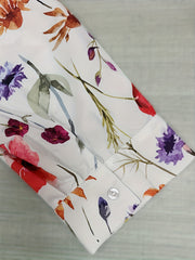  Floral Print Button Up Long Sleeve Blouse