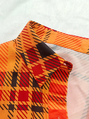  Plaid Roll Up Sleeve Button Up Shirt