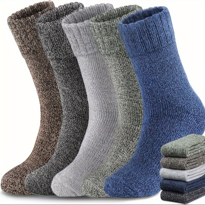 Men's Wool Cotton Thermal Socks Warm Crew Socks US Sizes 7-12