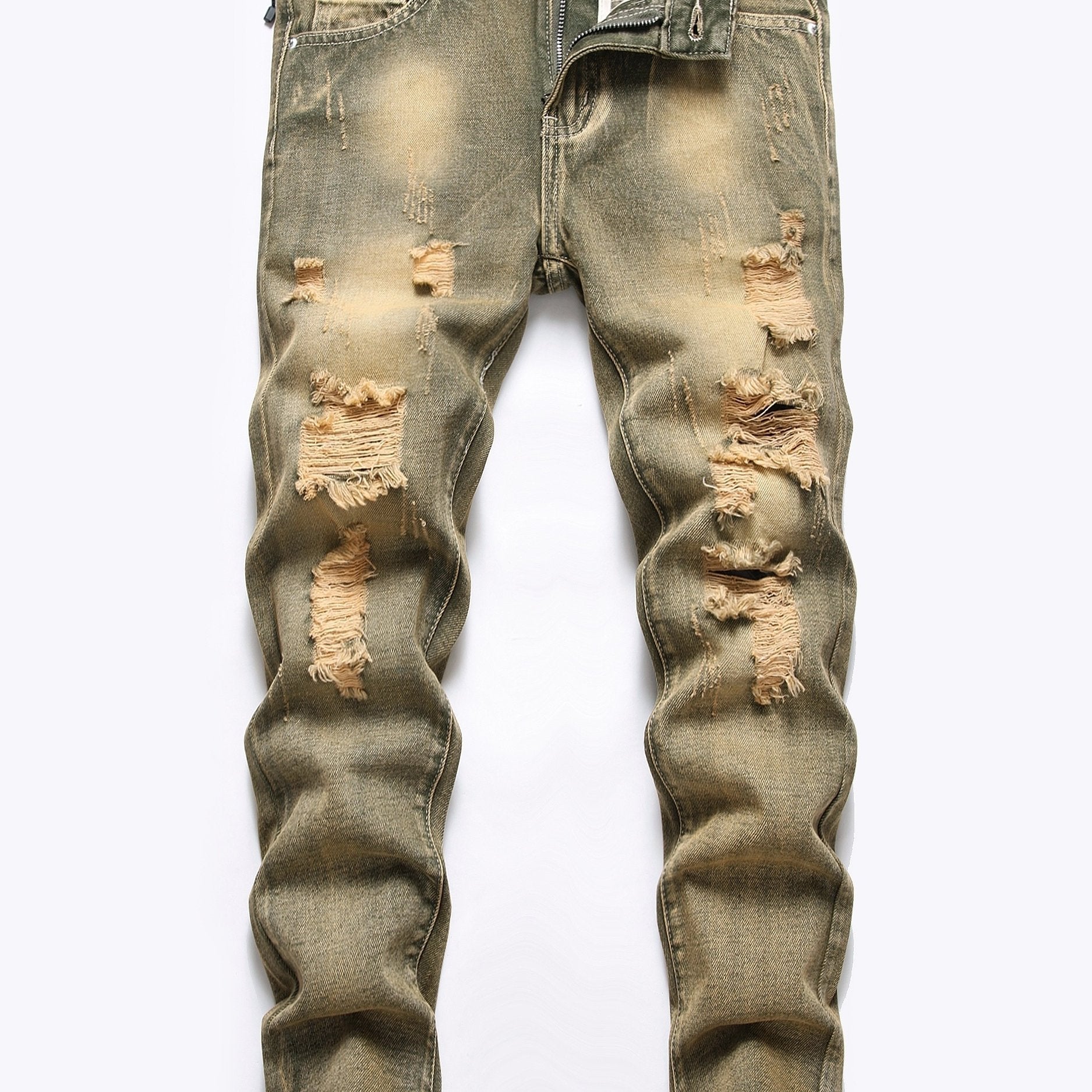 Boys Ripped Jeans Slim Fit Washed Denim Pants Kids Clothing