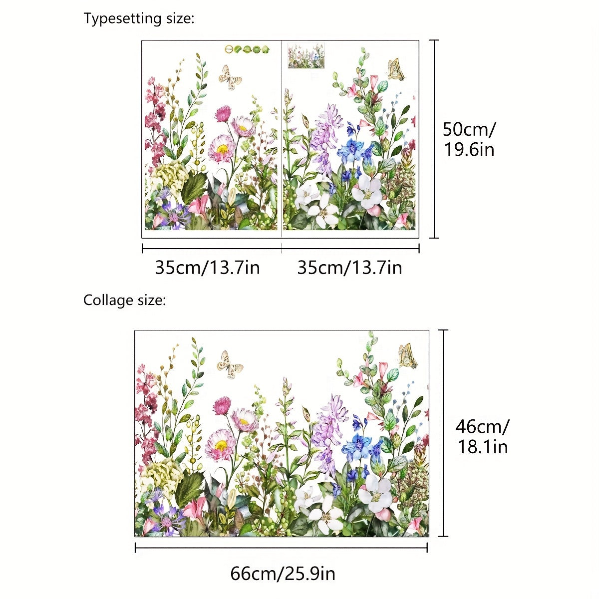 2pcs Pastoral Plant Wall Stickers Self-adhesive