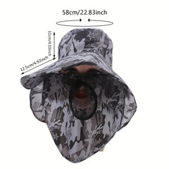 Men's Bucket Hat With Face Cover Wide Brim Sun Hat