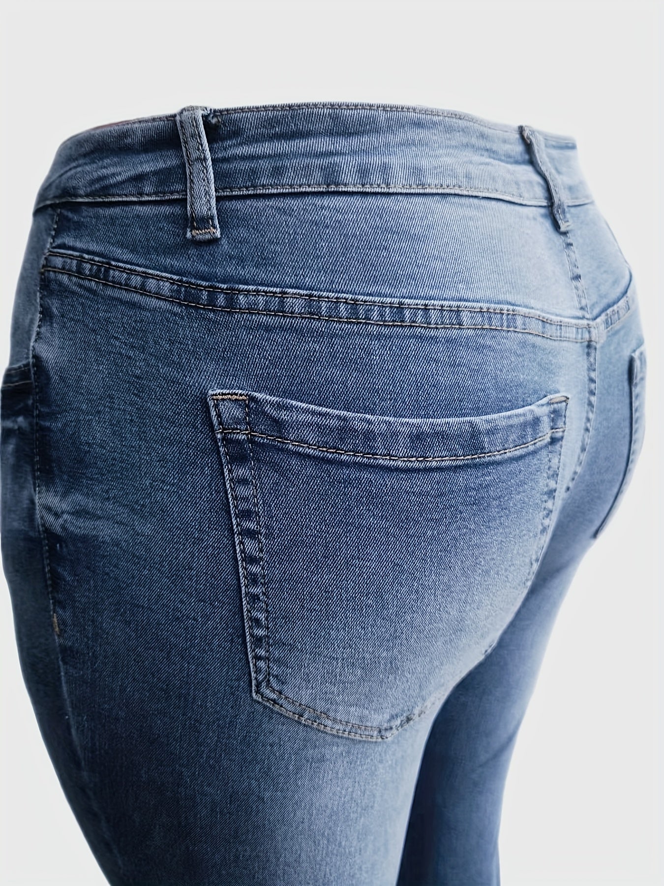 Women's Plus Washed Ripped Button Fly Skinny Jeans