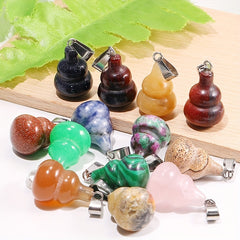 12 Assorted Crystal Gourd Pendants for Healing & Crafting