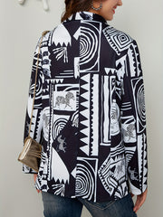  Colorblock Print Long Sleeve Blazer