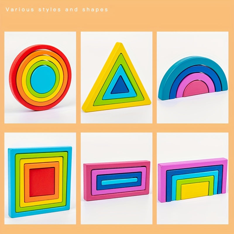 Wooden Rainbow Puzzle Toy for Home Office Decor