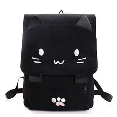 Cat Embroidery Canvas Student Bag for Women