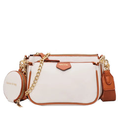 Women's Wide Strap Messenger Bag Set - 3-Piece PU Leather Shoulder Bags