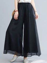  Mesh Overlay Wide Leg Trousers