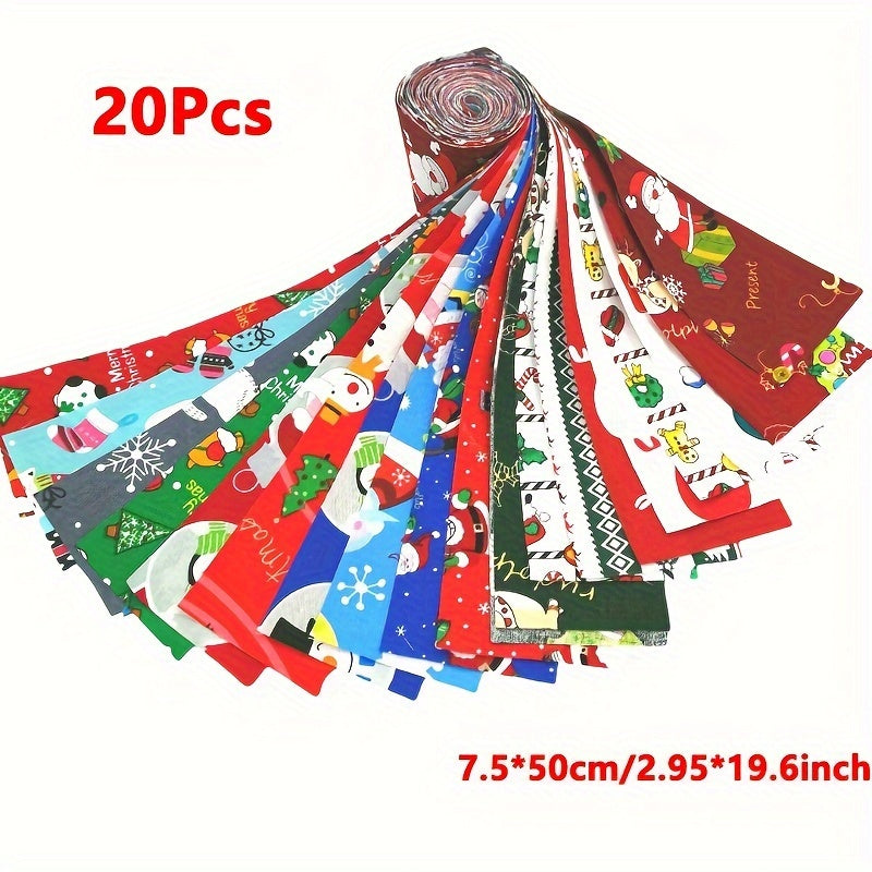 20pcs Christmas Fabric Patchwork Cotton Squares Bundle Quilting Craft Sewing