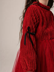 Vintage Style Velvet Long Sleeve Tutu Dress