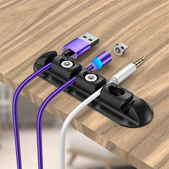 3PCS 4 Holes Magnetic Suction Head Cable Organizer Holder