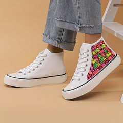 Abstract Print Flat Chunky Canvas Sneakers
