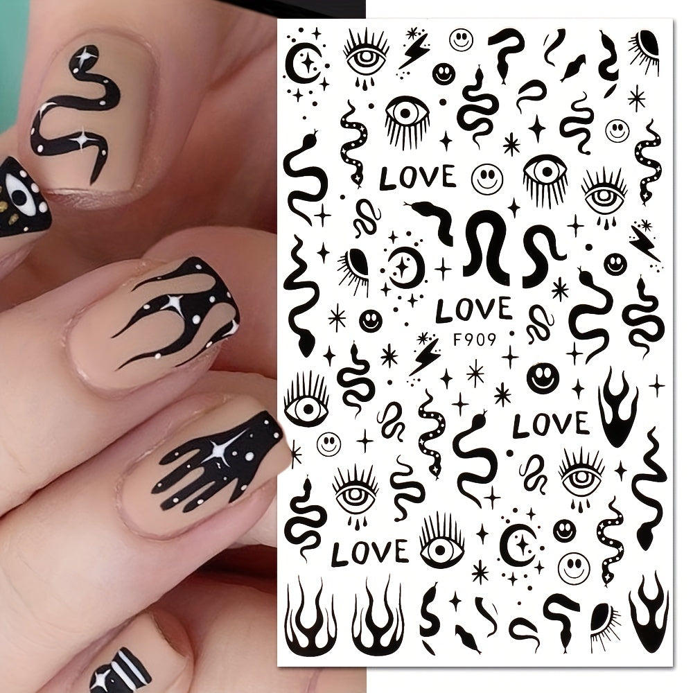 Evil Eye Nail Art Stickers Decals 3D Self Adhesive Witch Nail Decals