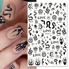 Evil Eye Nail Art Stickers Decals 3D Self Adhesive Witch Nail Decals